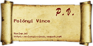 Polónyi Vince névjegykártya
